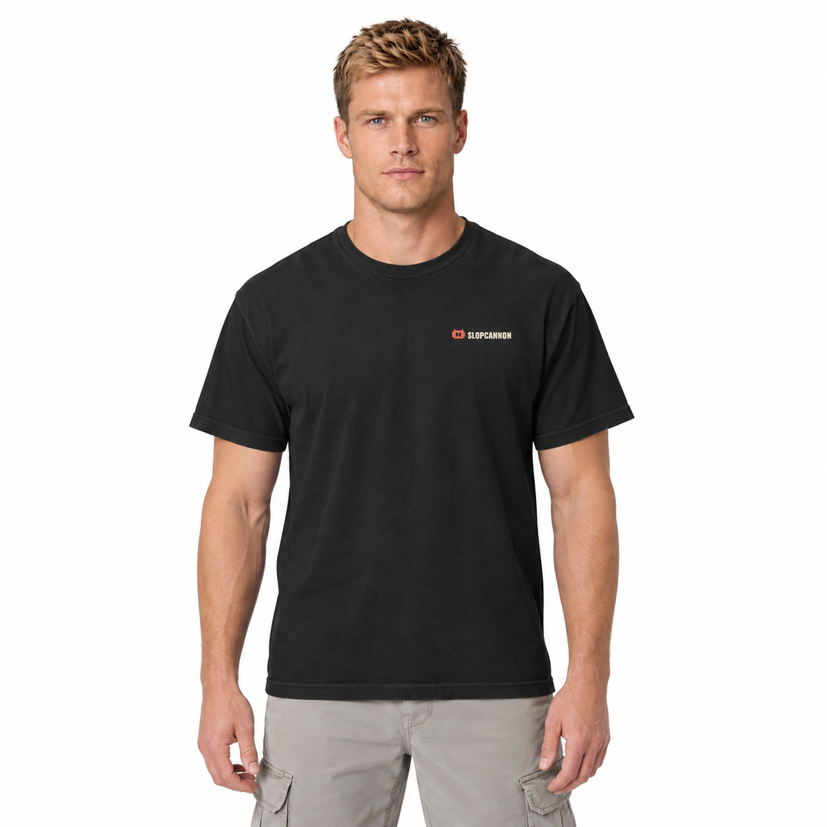 SLOPCANNON Wordmark Heavyweight Tee, worn by a model