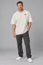 SLOPCANNON Snout Oversized Tee — Faded Bone — worn by a model