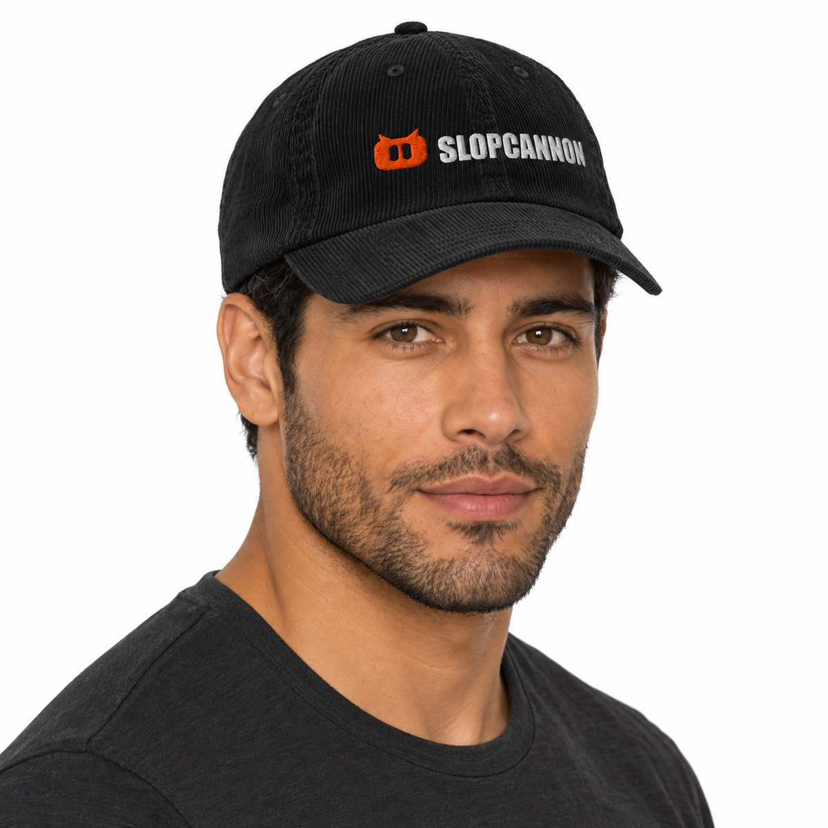 SLOPCANNON Corduroy Cap, worn by a model