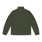 Slop Script Puffer Jacket in Olive Topo, back view