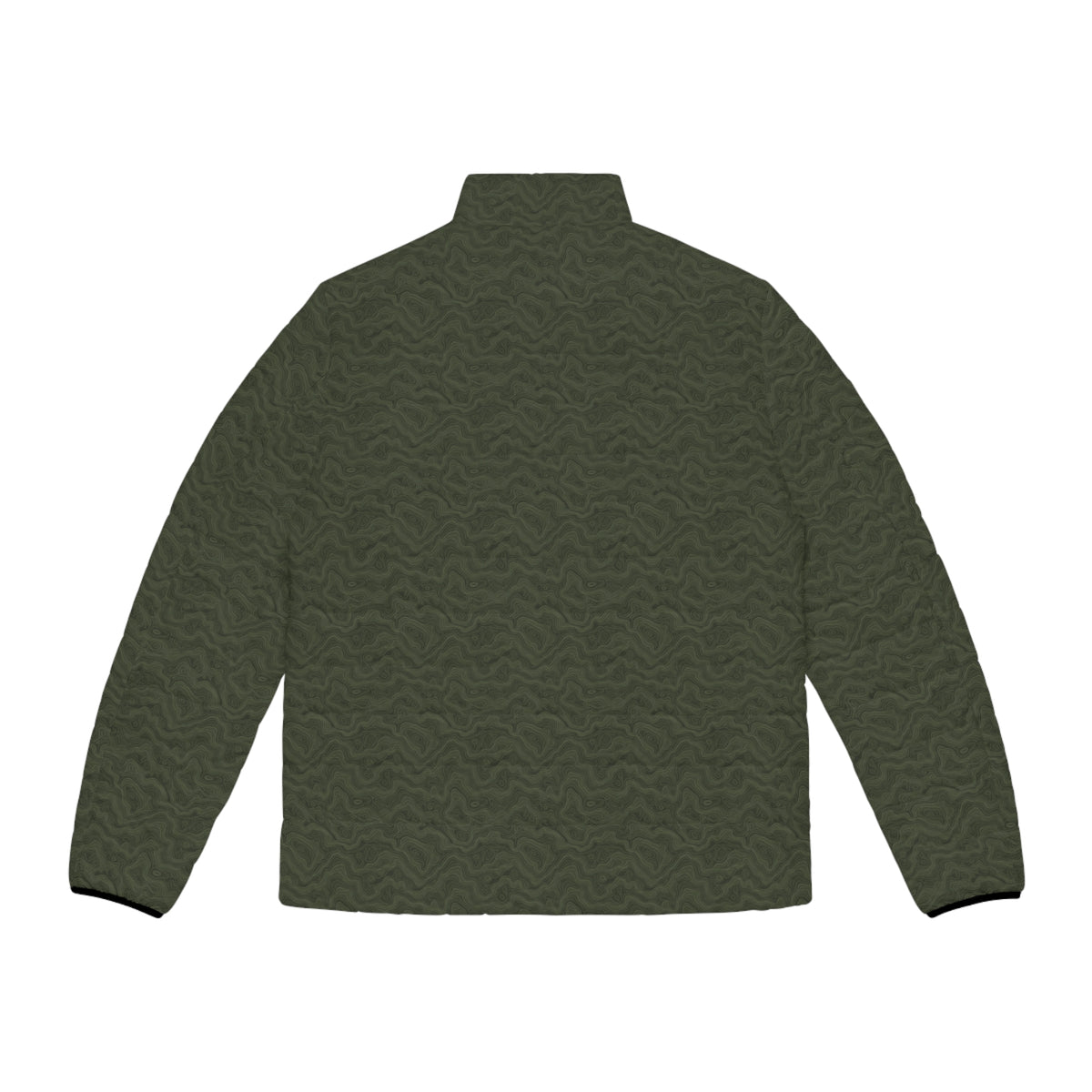 Slop Script Puffer Jacket in Olive Topo, back view