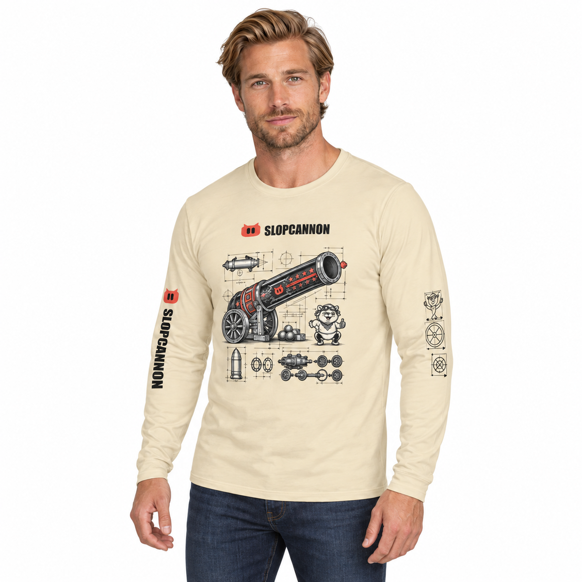 Cannon Blueprint Long Sleeve — Cream, worn by a model