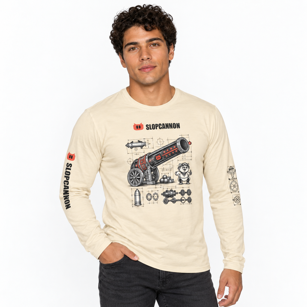 Cannon Blueprint Long Sleeve — Cream, worn by a model