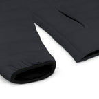 Slop Script Puffer Jacket in Charcoal Microcheck, cuff and hem detail