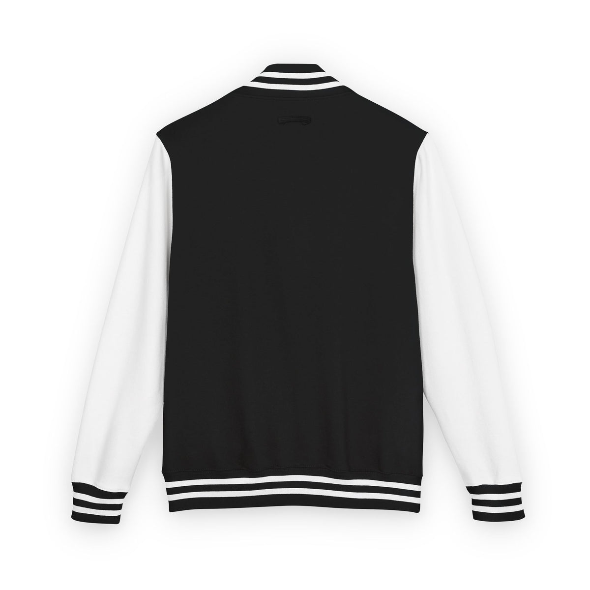 Slop Script Varsity Jacket - Jet Black/Arctic White - Garment back