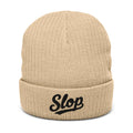 Slop Script Cuffed Beanie — Beige / Black — Beige / Black beanie — front