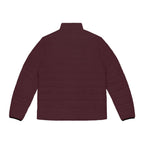 Slop Script Puffer Jacket in Burgundy / Blush, back view