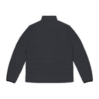 Slop Script Puffer Jacket in Charcoal Microcheck, back view