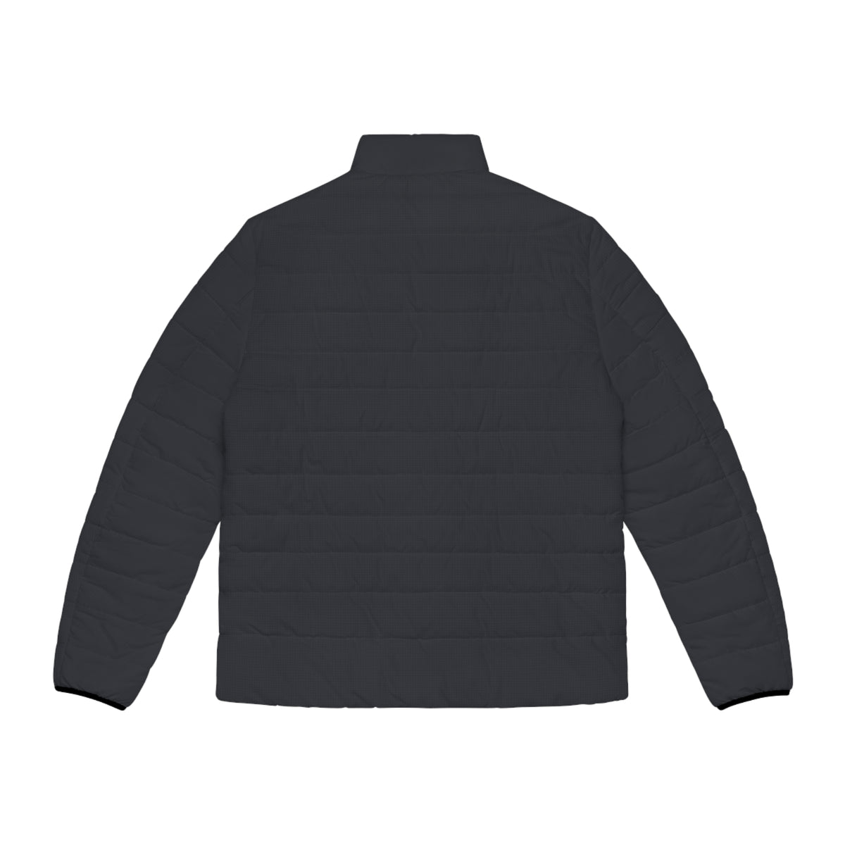 Slop Script Puffer Jacket in Charcoal Microcheck, back view