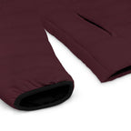 Slop Script Puffer Jacket in Burgundy / Blush, cuff and hem detail