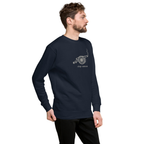 Slop Cannon Crewneck - Smoke Signal — Navy Blazer — Printful Men's Right Front provider model view; exact configured product and artwork; digital mockup.