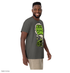 Slop Cannon Tee - Smoke Signal — Charcoal — supplier Men's 3 Front model view; tee only; Comfort Colors 1717; exact current supplier digital mockup; configured front artwork and outside-neckline rear print; third-party styling excluded.