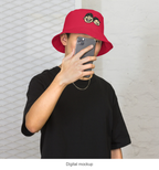 Slop Cannon Bucket Hat - 4 Designs, 22 Choices — C1 Cannon Boyz - Cherry Red — supplier Men's Lifestyle / Front Outside model-worn view; exact configured headwear and artwork; digital mockup; headwear only, outfit excluded.