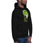 Smoke Signal Hoodie - Black — Black — Printful Men's Right Front provider model view; exact configured product and artwork; digital mockup.