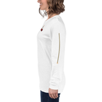 Slop Cannon Cherry Fuse Sleeve Women's Long Sleeve — White — Printful Women's Left provider model view; exact configured product and artwork; digital mockup.