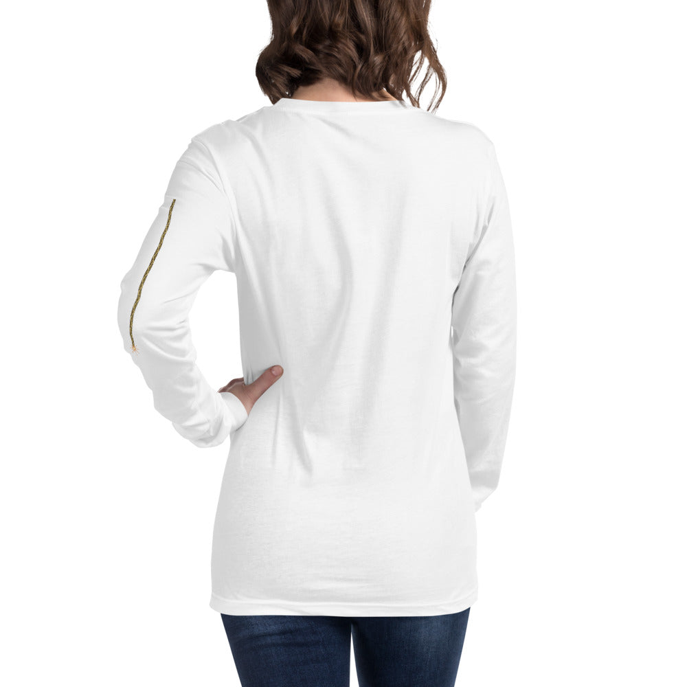 Slop Cannon Cherry Fuse Sleeve Women's Long Sleeve — White — Printful Women's Back provider model view; exact configured product and artwork; digital mockup.