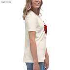Heart Fuse Women's Tee — Natural — adult supplier model right view with the current configured front artwork; exact Bella + Canvas 6400; supplier digital mockup; tee only, styling bottoms excluded.