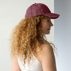 Slop Cannon Dirty Habits Dad Cap — Maroon — Printful Women's Lifestyle 3 Right Back provider model view; exact configured product and artwork; digital mockup.