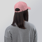 Slop Cannon Short Fuse Dad Cap — Pink — Printful Women's Lifestyle 3 Back provider model view; exact configured product and artwork; digital mockup.