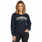 Cannon Athletic Navy Crewneck Sweatshirt in Navy Blazer, worn by a model
