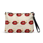Slop Cannon Play With Fire Crossbody Bag — Cream / black trim — front view; bag only; printed faux leather with black trim; supplier digital mockup.