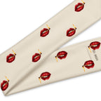 Slop Cannon Play With Fire Headband — Ivory — print and seam detail; one straight headband; printed straight polyester/elastane band; supplier digital mockup.
