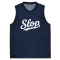 Slop Script Basketball Jersey — Classic Colors in Navy, front view