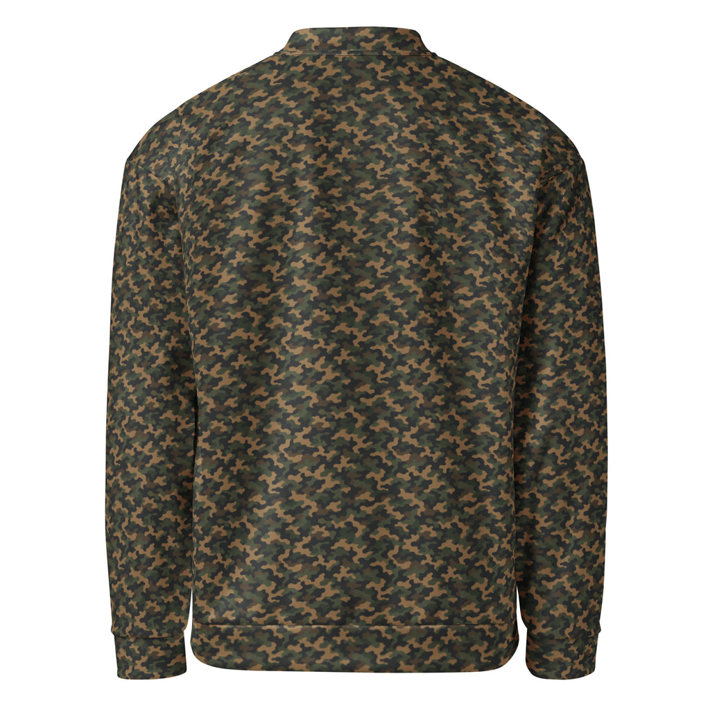 Slop Script Bomber Jacket in Woodland Camo, back view