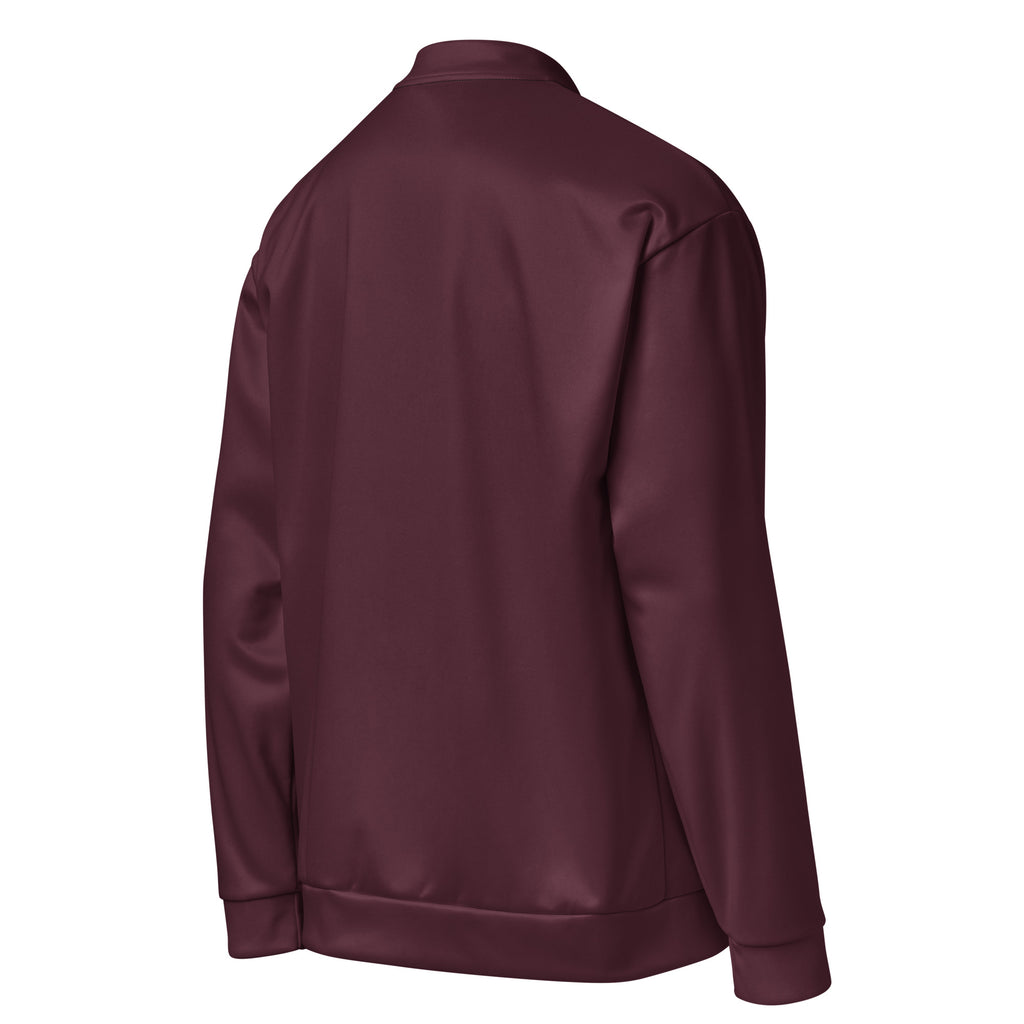 Slop Script Bomber Jacket in Oxblood, right back three-quarter view