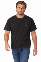 SLOPCANNON Pocket Tee in Black, worn by a model