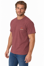 SLOPCANNON Pocket Tee in Brick, worn by a model