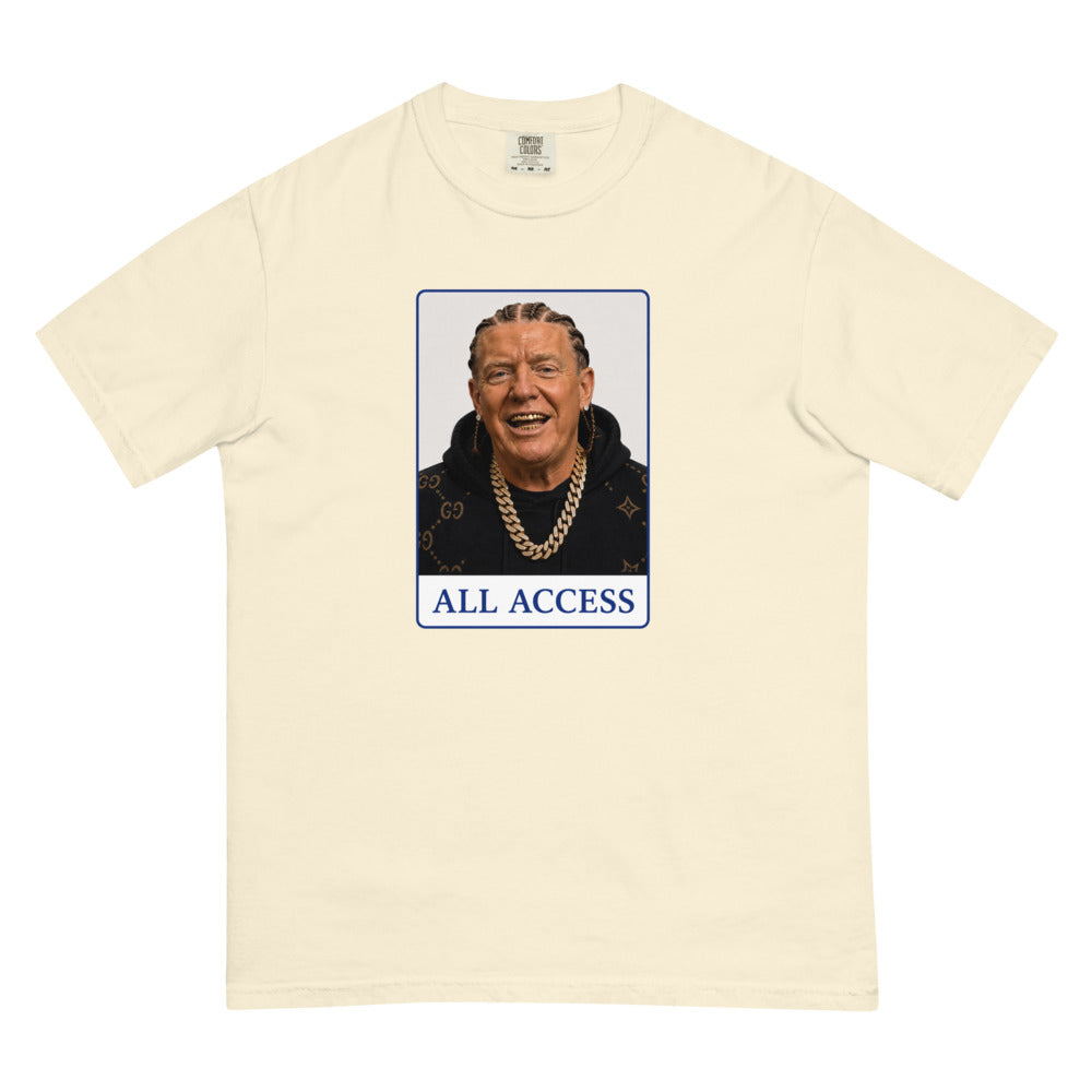 Cabinet All Access tee — Ivory — Flat front with the approved refined placement; exact Comfort Colors 1717 supplier digital mockup, one tee.
