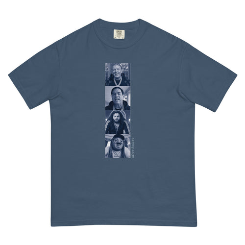 Cabinet After Hours tee — Midnight — Flat front with the approved refined placement; exact Comfort Colors 1717 supplier digital mockup, one tee.
