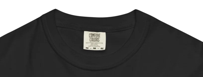 Neckline and inside label of the Get in the Cannon Tee in Black