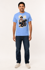 Cannon Country Club Tee — Pool Blue — styled studio front visualization. The supplier flat proof remains the production reference; this image is not a manufactured-sample photo.