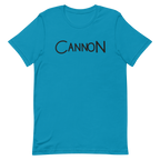 Cannon Scribble Tee in Aqua, Printful flat front view
