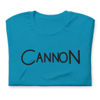 Cannon Scribble Tee in Aqua, Printful folded detail view