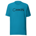 Cannon Scribble Tee in Aqua, Printful ghost front view
