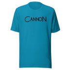 Cannon Scribble Tee in Aqua, Printful ghost front view