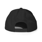 Black | SLOPCANNON Wordmark Flat-Brim Snapback | Rear product view with adjustable snap