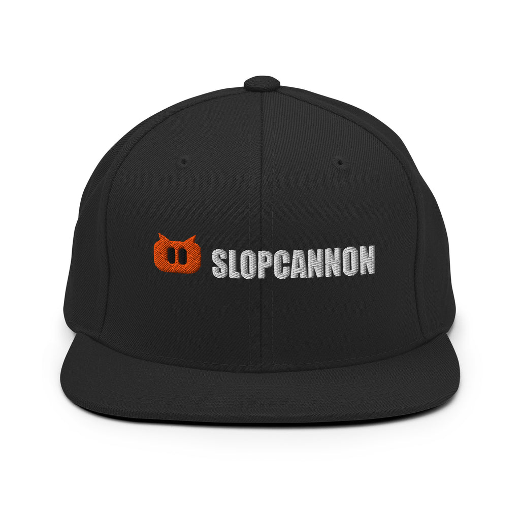 Black | SLOPCANNON Wordmark Flat-Brim Snapback | Front product view