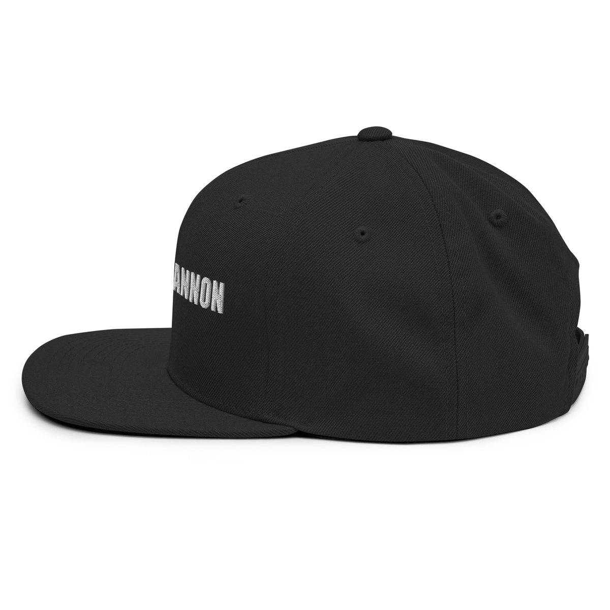 Black | SLOPCANNON Wordmark Flat-Brim Snapback | Left side product view