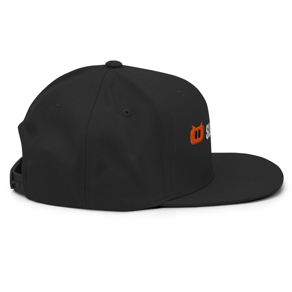 Black | SLOPCANNON Wordmark Flat-Brim Snapback | Right side product view