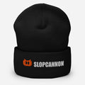 SLOPCANNON Cuffed Beanie in Black, front view