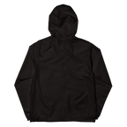 Black EXP54LWZ windbreaker flat blank back, actual Printful proof