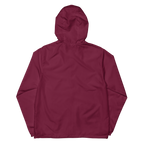 Maroon EXP54LWZ windbreaker flat blank back, actual Printful proof