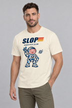 Man wearing the Robotics Club Tee in Ivory, standing