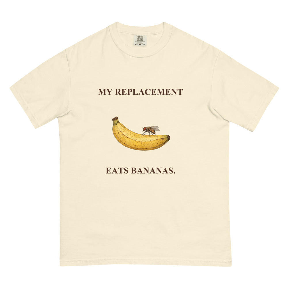 My Replacement Eats Bananas Tee — Ivory Comfort Colors 1717 — revised supplier garment flat