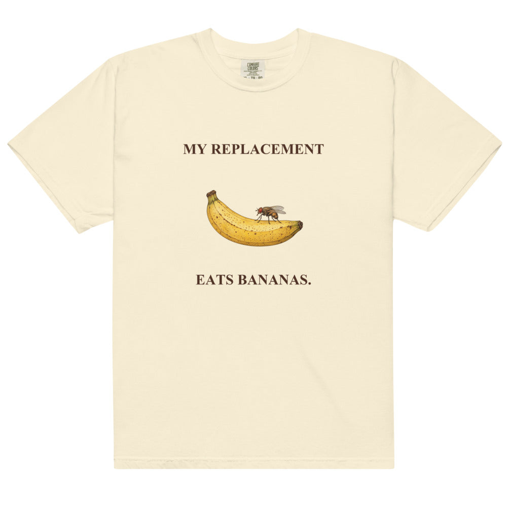 My Replacement Eats Bananas Tee — Ivory Comfort Colors 1717 — revised supplier garment flat alternate