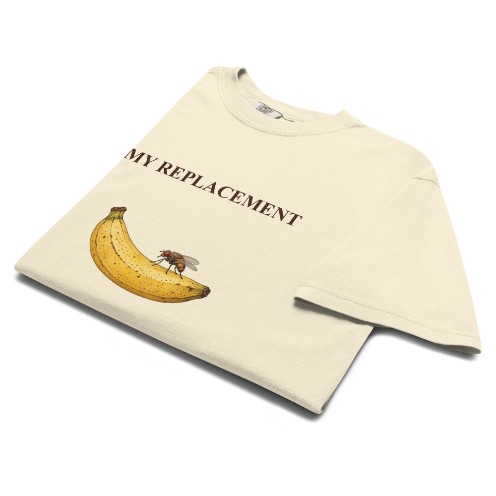 My Replacement Eats Bananas Tee — Ivory Comfort Colors 1717 — revised supplier garment folded